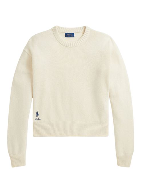 Maglia da donna in misto lana, girocollo, color crema POLO RALPH LAUREN | 211914515002
